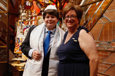Debra Wallace with her son Adam at his Bar Mitzvah in 2019